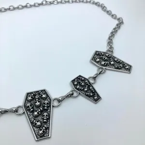 Women's Silver Coffin Skull Chain Belt Body Chain, Fits 14-43 Inches, X7G9A1393 thumbnail 7