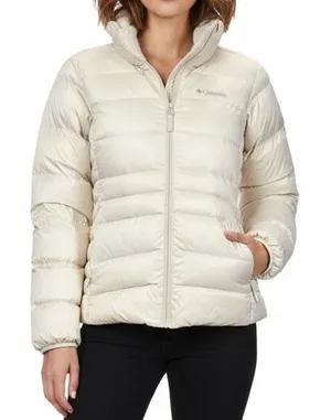 Columbia White Autumn Park Down Jacket Large‎ Omni-Heat Mink-Fleece Collar $130 thumbnail 1