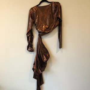 Oh Polly Nasira Bronze Cut Out Metallic Jersey Mini Dress Size US 10 thumbnail 8
