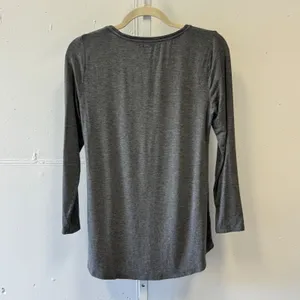 White House Black Market Gray Scoop Neck Long Sleeve Top Petite Small SP‎ Soft thumbnail 2