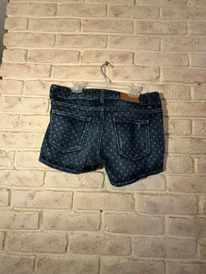 H&M L.O.G.G. Dark Wash Printed Denim Jean Shorts thumbnail 2
