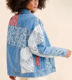 Driftwood Faria Patchwork Denim Trucker Jacket thumbnail 2