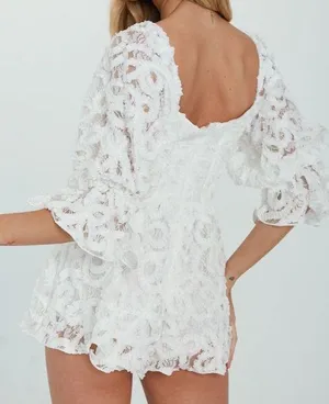 American Threads Lace Bubble Sleeve Bustier Romper✨ thumbnail 2