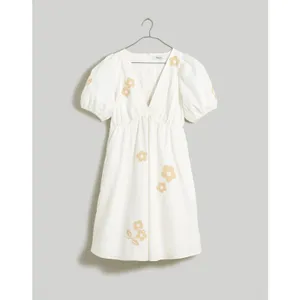 Madewell Annamarie Mini Girly Gauzy Poofy Cotton Dress White Floral NWT size 00 thumbnail 7