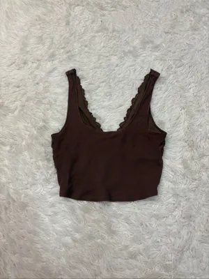 Aerie Brown Lace Crop Tank Top - Women thumbnail 2