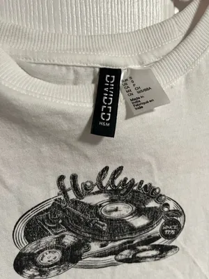 Divided H&M Crop Top White Short Sleeve Graphic Hollywood S Tee thumbnail 5