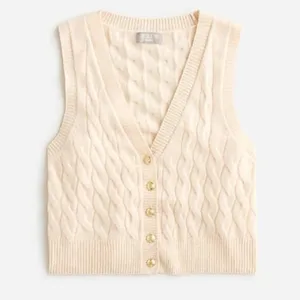 J.Crew Cashmere cropped cable-knit sweater-vest in Buttercream Size Medium thumbnail 3