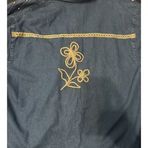 Tantrums Jacket Women XL Blue Good Vintage‎ Embroidered Beaded Denim Retro thumbnail 9