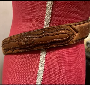 Vintage wester leather belt Brown Size M thumbnail 9