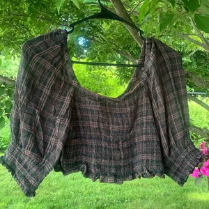 American Eagle plaid crop top S thumbnail 1