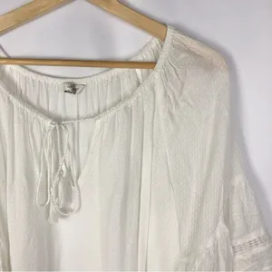 Lucky Brand White Swiss Dot‎ Layered Short Sleeve Blouse S thumbnail 3