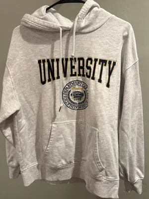 Garage Light Gray "University" Pullover Hoodie with Black & Gold Trim thumbnail 1