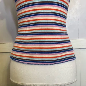 Y2K striped baby tee Hot Kiss rib lettuce hem fitted tee thumbnail 5