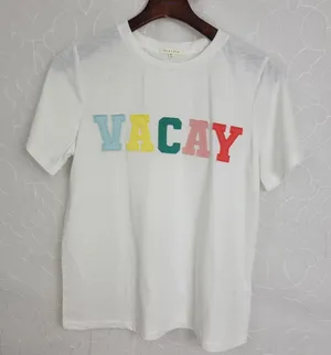 VACAY T-Shirt Medium White Statement Crew Neck Short Sleeve Shirt thumbnail 1