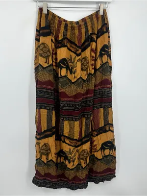American Vintage Vintage Y2K African Animal Maxi Skirt Size Large Boho Whimsical Flowy thumbnail 7
