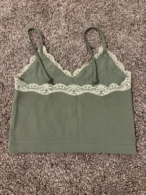 Lace Trim Dark Green Cami thumbnail 2