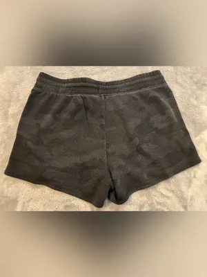 Women’s Velocity Black Camo Lounge Shorts with a Waistline Drawstring Size Large thumbnail 3
