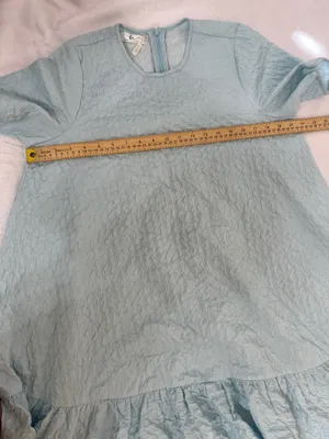 Ka Light Blue Short Sleeve Ruffled Hem Dress with pockets thumbnail 8