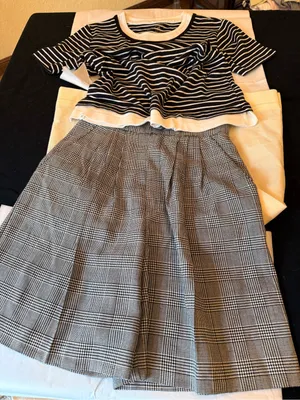 Lily Black & White Plaid Circle Skirt thumbnail 1
