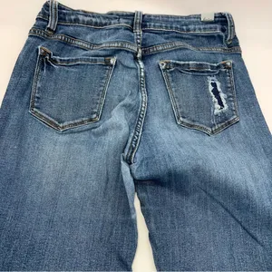 KanCan Estilo Style Women's Medium Wash Straight Leg Ankle Length Distress Jeans thumbnail 5