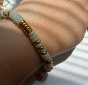Gold and turquoise beaded bracelet handmade natural stones thumbnail 3