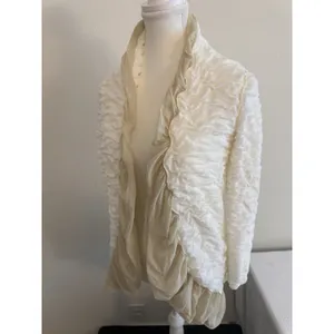 VTG Y2K Pete USA Ruche Ruffled Ivory Cardigan‎ Lagenlook Boho Festival Pirate XL thumbnail 5