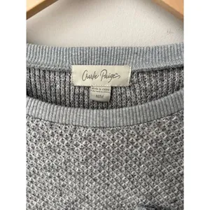 Charlie Paige Gray Waffle Knit Pocket Sweater Medium thumbnail 2