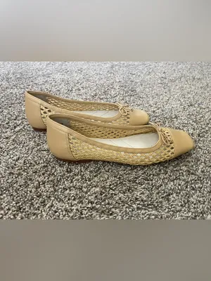 Women’s Franco Sarto Myra Cap-Toe Woven Flats Beige Tan Size 7.5 thumbnail 6