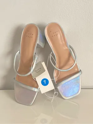 a new day Holographic Metalic Strappy Block Heel Sandal thumbnail 4
