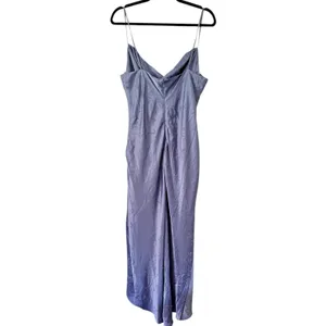 NWOT Lulus Sophisticated Sight Periwinkle Satin Jacquard Cowl Midi Dress XXL thumbnail 5