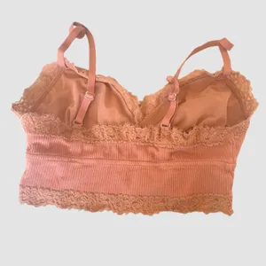 Aerie Dark Pink Ribbed Eyelash Lace Trim Longline Unlined Bralette Small thumbnail 4