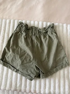Abercrombie & Fitch Olive High-Waist Paperbag Shorts thumbnail 5