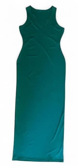 LG Green Maxi Ribbed Midi Dress Minimal Old Money Elevated Polished Quiet Luxury thumbnail 1