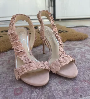Jessica Simpson Blush Floral Appliqué Slingback Heels thumbnail 1