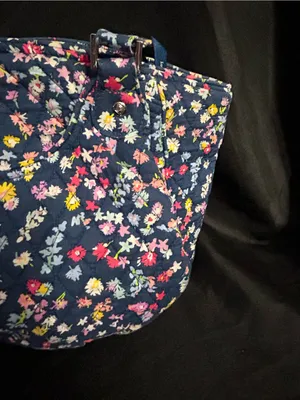 Vera Bradley Floral Quilted Navy Tote Bag Women's Shoulder Bag thumbnail 6