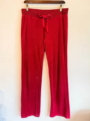 Sarah Johnson Y2K Red Velour pants, pull up elastic waist, Juicy inspo sz M thumbnail 11