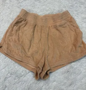 Aerie Cozy Terry Cloth Lounge Shorts in Light Brown thumbnail 1