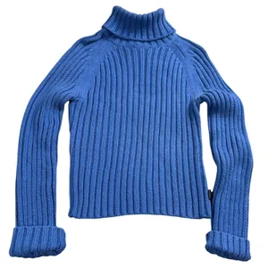 Abercrombie & Fitch Turtleneck‎ Sweater Women Large Blue Ribbed Chunky Knit Y2K thumbnail 1
