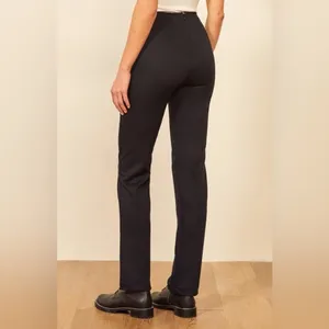 Reformation Sera Pants Black Back Zipper Form Fitting Straight Leg Size 10 thumbnail 3