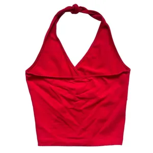 🔃Ambiance Apparel Red Halter Crop Top thumbnail 3