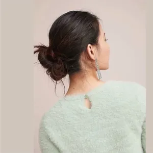 Anthropologie Rosie Neira Aubade Mint Green Fuzzy Sweater SP Small Petite thumbnail 4