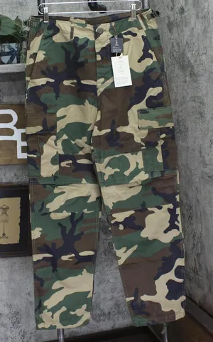 NWT Urban Renewal Button Fly Cargo Military Straight Leg Pants Green Camo S thumbnail 1