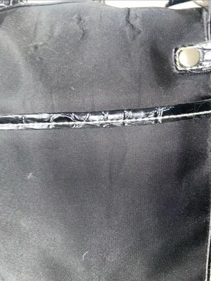 Black Nylon Tote Bag with Croc-Textured Trim thumbnail 3