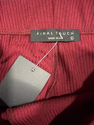 Final Touch Ribbed Knit Flare Pants Maroon Size L thumbnail 4