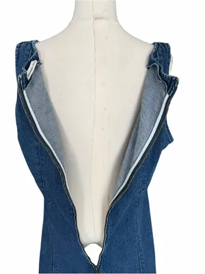 Abercrombie - Mila Squareneck Denim Mini Dress Blue Sz XL Petite thumbnail 7