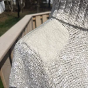 Vtg Ralph Lauren Women’s Chunky Beige & White Marled Turtleneck Sweater Size M thumbnail 3