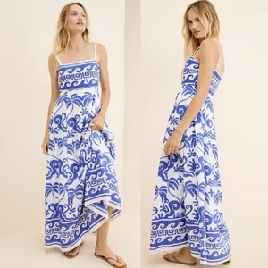 NEW Beach‎ Riot Rianne Printed Maxi Dress Blue White Tropical Resort Travel XS thumbnail 2