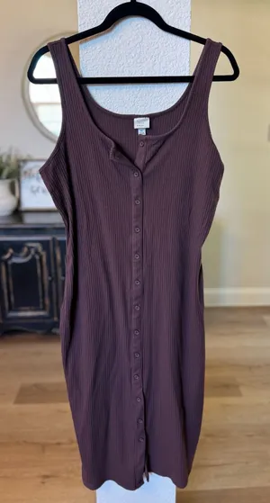 A New Day Women's Ribbed Button-Front Midi Tank Dress thumbnail 1