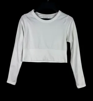 OFFLINE By Aerie Seamless Top Womens M White Cropped Long Sleeve Activewear thumbnail 1