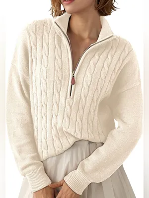 Dokotoo Sweaters 2026 Fall Winter Quarter Zip Ribbed Cable Knit size med nwt thumbnail 1